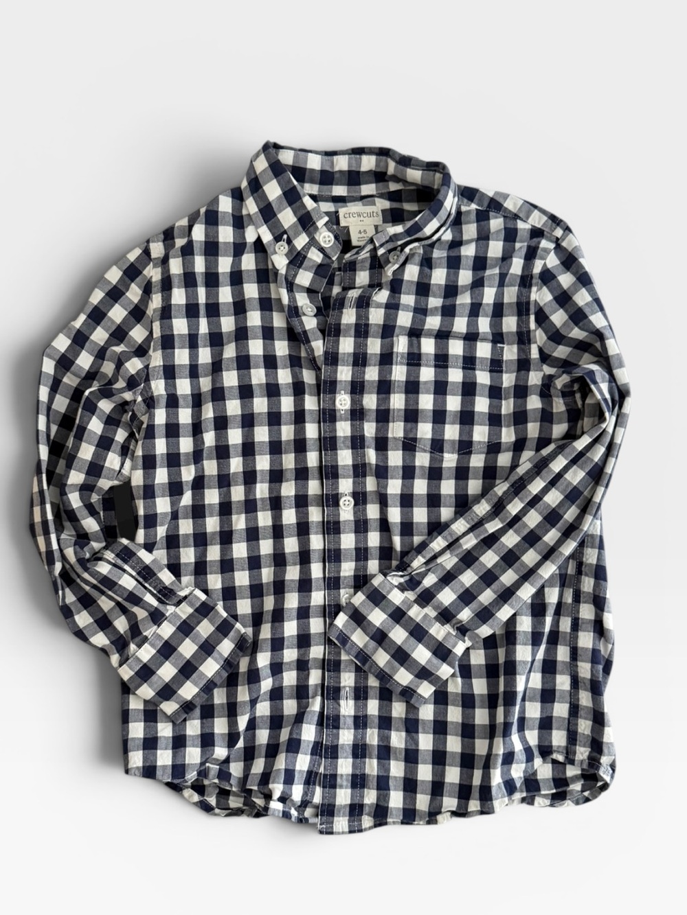 Crewcuts Navy and White Gingham Button-Down Shirt